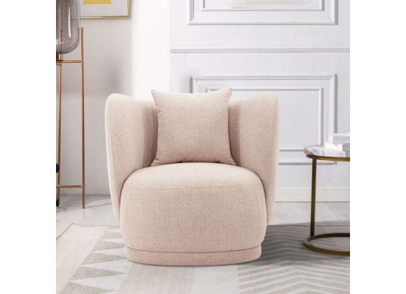 Manhattan Comfort Contemporary Siri Linen Weave Accent Chair with Pillows In Wheat