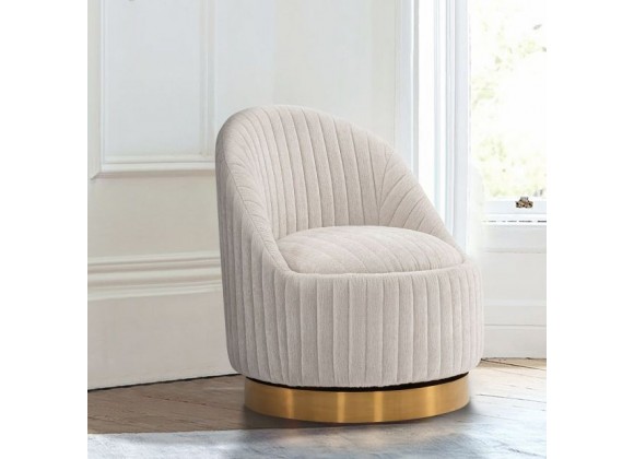 Manhattan Comfort Modern Leela Swivel Chenille Accent Chair In Cream