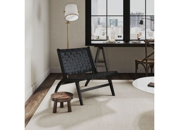 Manhattan Comfort Maintenon Leatherette Accent Chair in Black