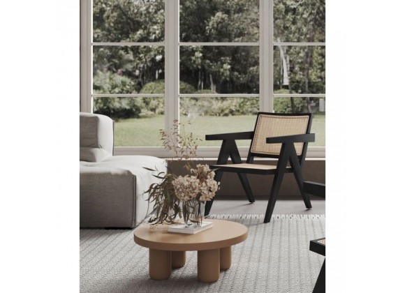 Manhattan Comfort Hamlet Accent Chair in Black and Natural Cane