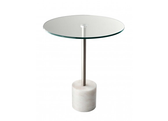 Blythe End Table - Steel - White Marble