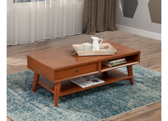 Alpine Furniture Flynn Coffee Table, Acorn - Lifestyle