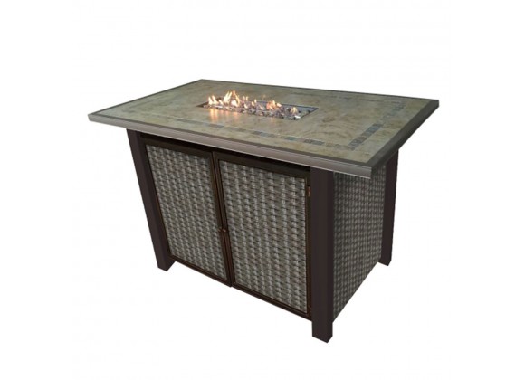 AZ Patio Heaters Rectangular Bar Height Tile Top Fire Pit with Wind Screen - Lifestyle