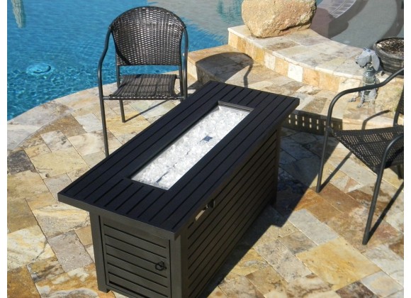 AZ Patio Heaters Outdoor Rectangle Fire Pit in Black Mocha with Wind Screen - Lifestyle