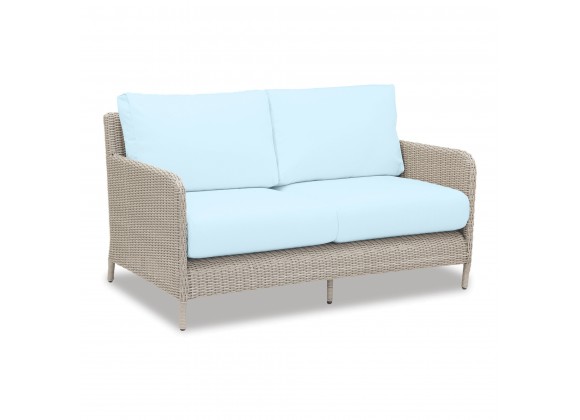 Manhattan Loveseat in Canvas Skyline w/ Self Welt - Front Side Angle