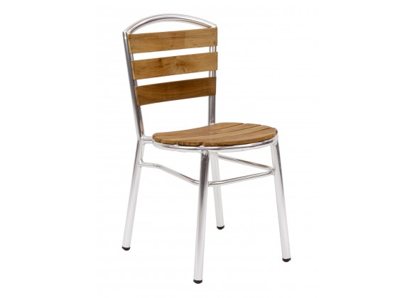 Aluminum Dining Chair - AL-308  - Polished Aluminum - Front