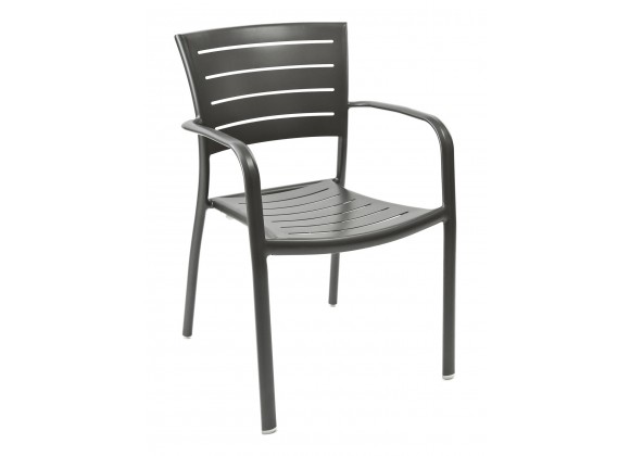 Aluminum Arm Chair W/ Groove Cut Out - Bronze