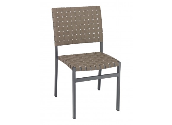 Powder Coating Aluminum Side Chair W/ Mesh Belt Seat and Back - Anthracite Black - Front