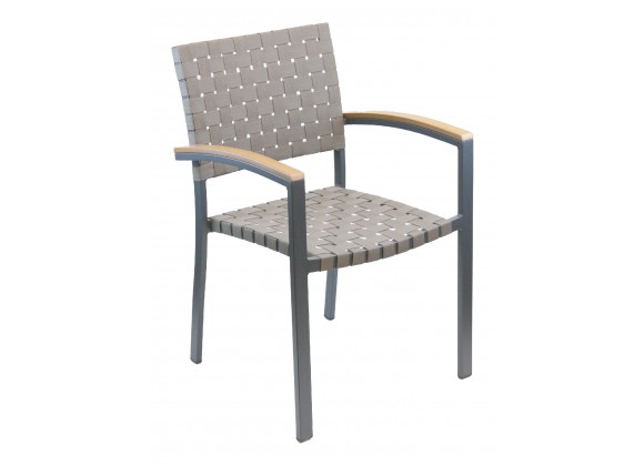 Aluminum Arm Chair W/ Mesh Belt Seat And Back - Anthracite Black