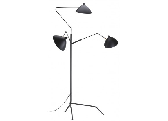 Gyoza Triple Floor Lamp In Matte Black Aluminum Shade