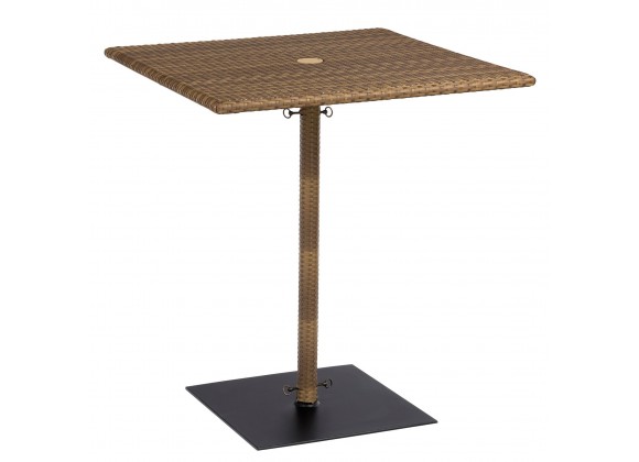 Woodard Et Cetera Square Umbrella Bar Height Table with Weighted Base in Mocha