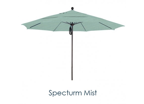 California Umbrella 11' Fiberglass Market Umbrella PO DVent Silver Anodized - Sunbrella
