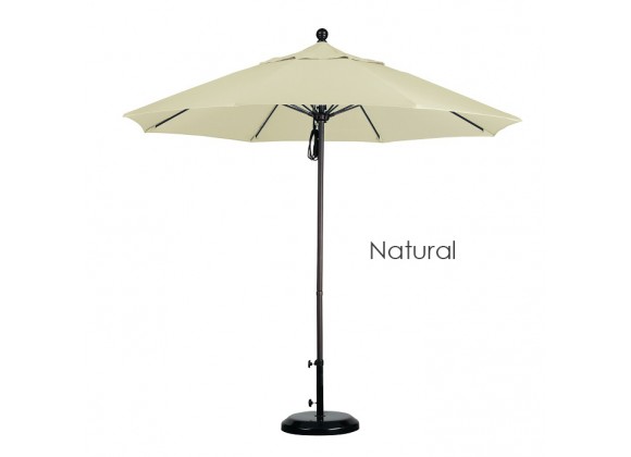 California Umbrella 9' Fiberglass Market Umbrella Pulley Open Bronze - Sunbrella