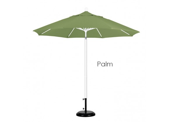 California Umbrella 9' Fiberglass Market Umbrella Pulley Open Matted White - Pacifica