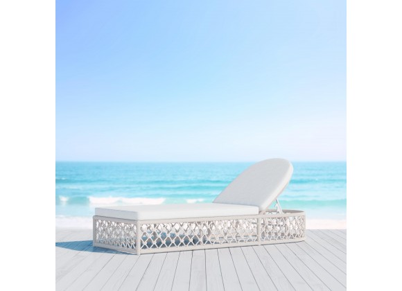 Azzurro Amelia Lounge Chair With Matte White Aluminum Frame And Sand All-Weather Rope - Lifestyle