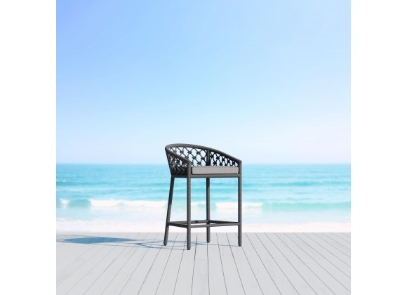 Azzurro Amelia Counter Stool With Matte Charcoal Aluminum Frame And Ash All-Weather Rope - Lifestyle