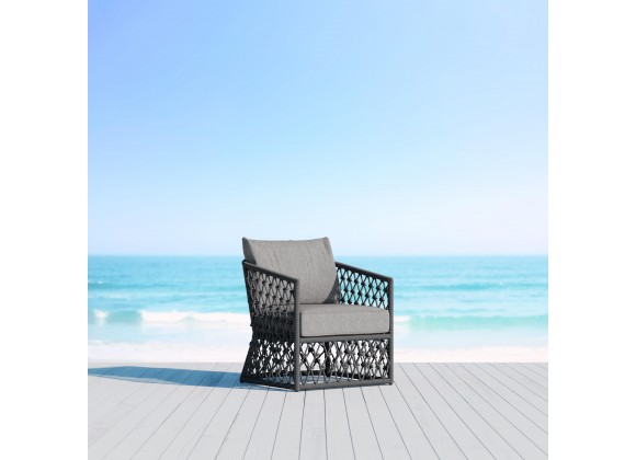 Azzurro Amelia Club Chair In Matte Charcoal Frame and Fog Cushion - Lifestyle