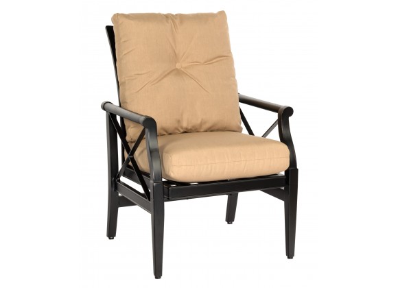 Woodard Andover Cushion Rocking Dining Arm Chair - Angled View