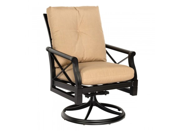 Woodard Andover Cushion Swivel Rocking Dining Arm Chair - Angled View