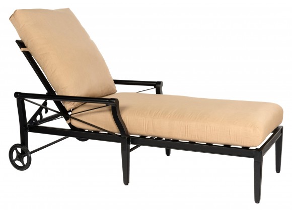 Woodard Andover Adjustable Chaise Lounge with Waterfall Cushion - Angled View