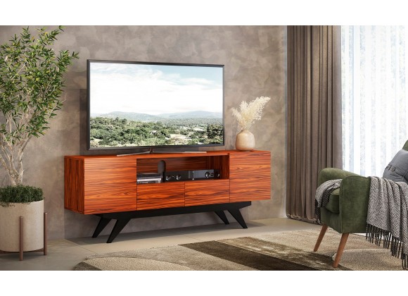 Furnitech Signature Collection Mid-Century Modern TV Console In Wood - Lifestyle