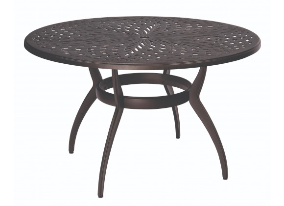 Woodard Apollo Round Umbrella Dining Table - Angled