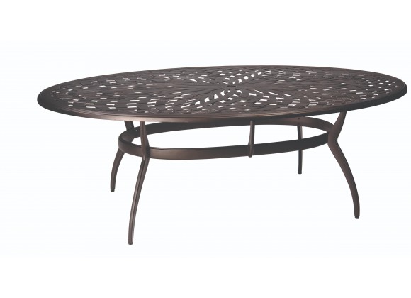 Woodard Apollo Oval Umbrella Dining Table - Angled