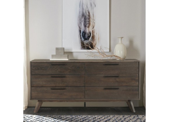 Armen Living Astoria Oak Dresser for Bedroom with 6 Drawers