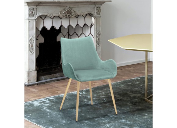 Armen Living Avery Teal Fabric Dining Room Chair with Gold Legs
