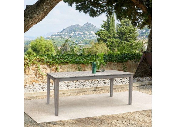 Armen Living Haiti Patio Outdoor Dining Table in Grey Acacia Wood