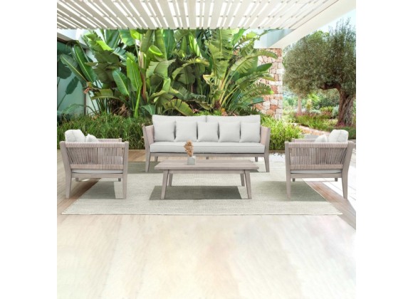 Grey wooden patio set top
