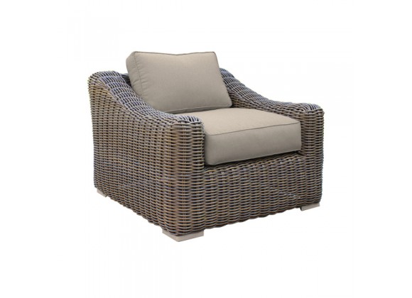 Armen Living Verano 4 Piece Outdoor Patio Furniture Set in Wicker and Acacia Wood with Taupe Cushions Home Furniture and Patio