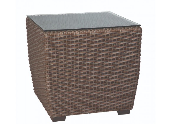 Woodard Augusta Wicker Woven Square End Table - Angled View