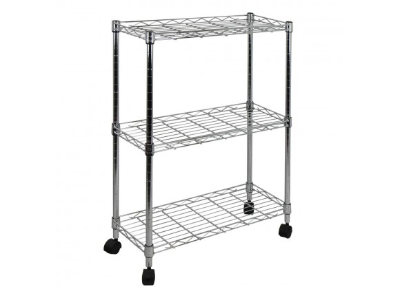Oceanstar 3-Tier Shelving All-Purpose Utility Cart, Chrome - Angled