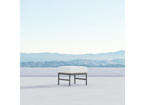 Azzurro Living Avalon Ottoman With Matte Charcoal Aluminum Frame And Lava Gray All-Weather Rope - Lifestyle