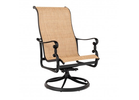 Woodard Avondale Sling Swivel Dining Arm Chair - Angled