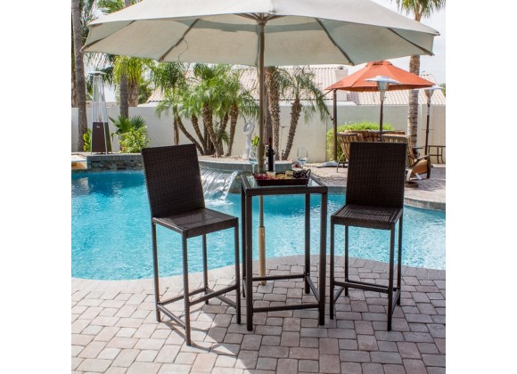 AZ Patio Heaters Bistro Patio Set in Dark Brown Wicker - Lifestyle