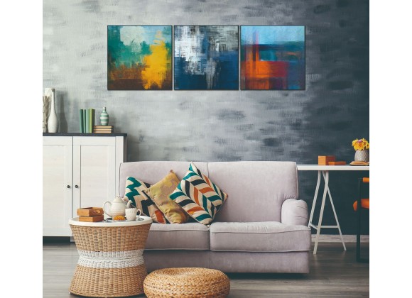 Whiteline Modern Living Terra 3-Piece 28"x28" (each) Canvas Wall Art With Black PS Frame - Lifestyle