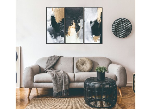 Whiteline Modern Living Inez 3-Piece 48"x28" (each) Canvas Wall Art With Black PS Frame - Lifestyle