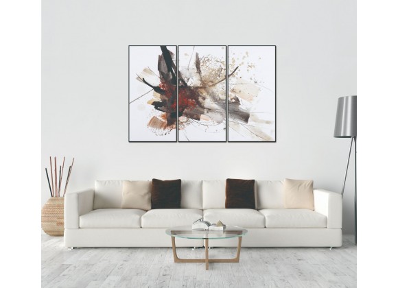 hiteline Modern Living Freya 3-Piece 48"x28" (each) Canvas Wall Art With Black PS Frame - Lifestyle