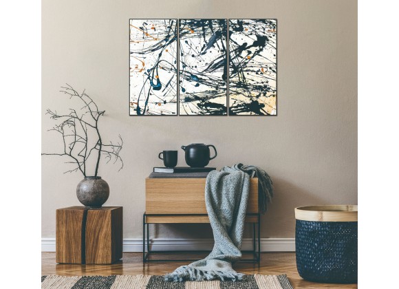 Whiteline Modern Living Irena 3-Piece 48"x28" (each) Canvas Wall Art With Black PS Frame - Lifestyle