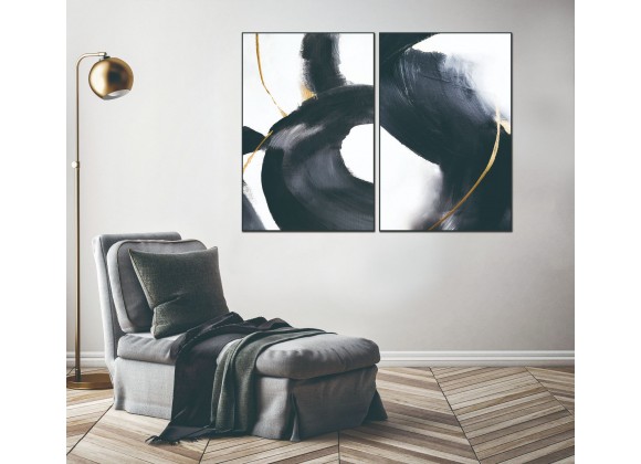 Whiteline Modern Living Nero 2-Piece 40"x60" (each) Canvas Wall Art With Black PS Frame - Lifestyle
