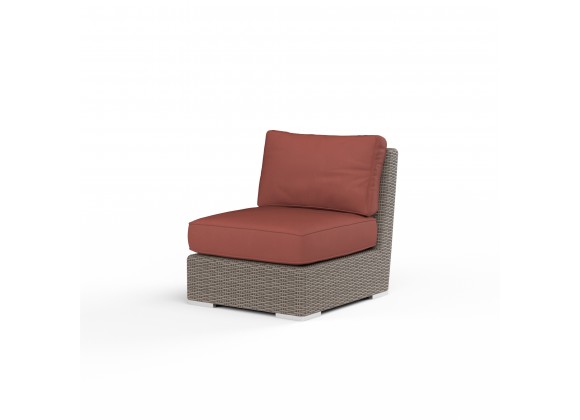Coronado Armless Club Chair in Canvas Henna w/ Self Welt - Front Side Angle