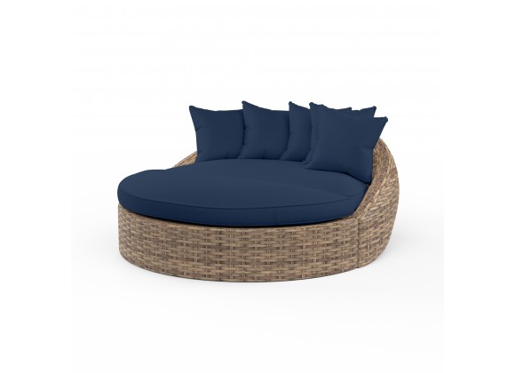 Havana Ottoman in Spectrum Indigo w/ Self Welt - Front Side Angle