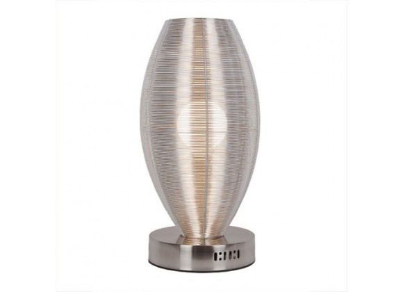 Bromi Lenox 1 Light Round Silver Table Lamp