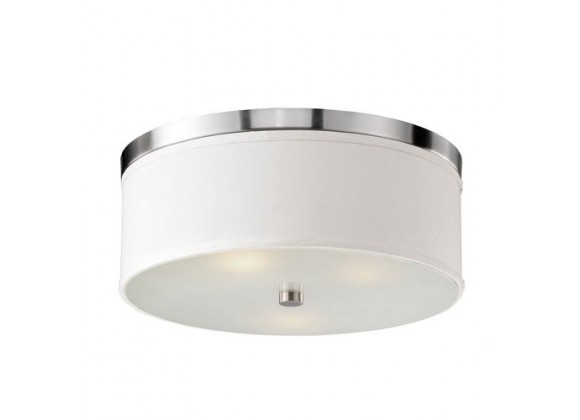 Bromi Braxton 20 Inch Round White and Nickel Flush Mount