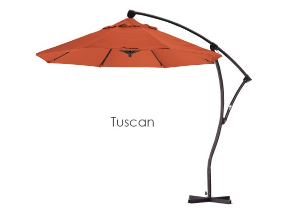 California Umbrella 9' Cantilever Market Umbrella Delux C Lift - Bronze - Sunbrella