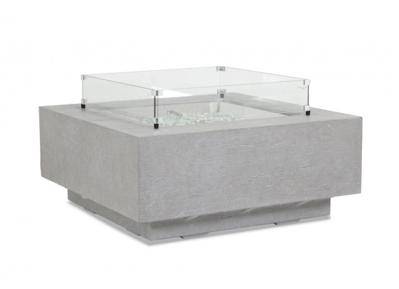 Sunset West Gravelstone Square Fire Table w/ Glass Surround