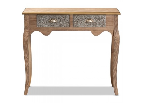 Baxton Studio Clarice Natural Brown 2 Drawers Console Table