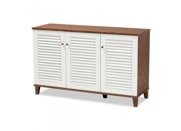 Baxton Studio Coolidge Walnut 8 Shelf Shoe Storage Cabinet